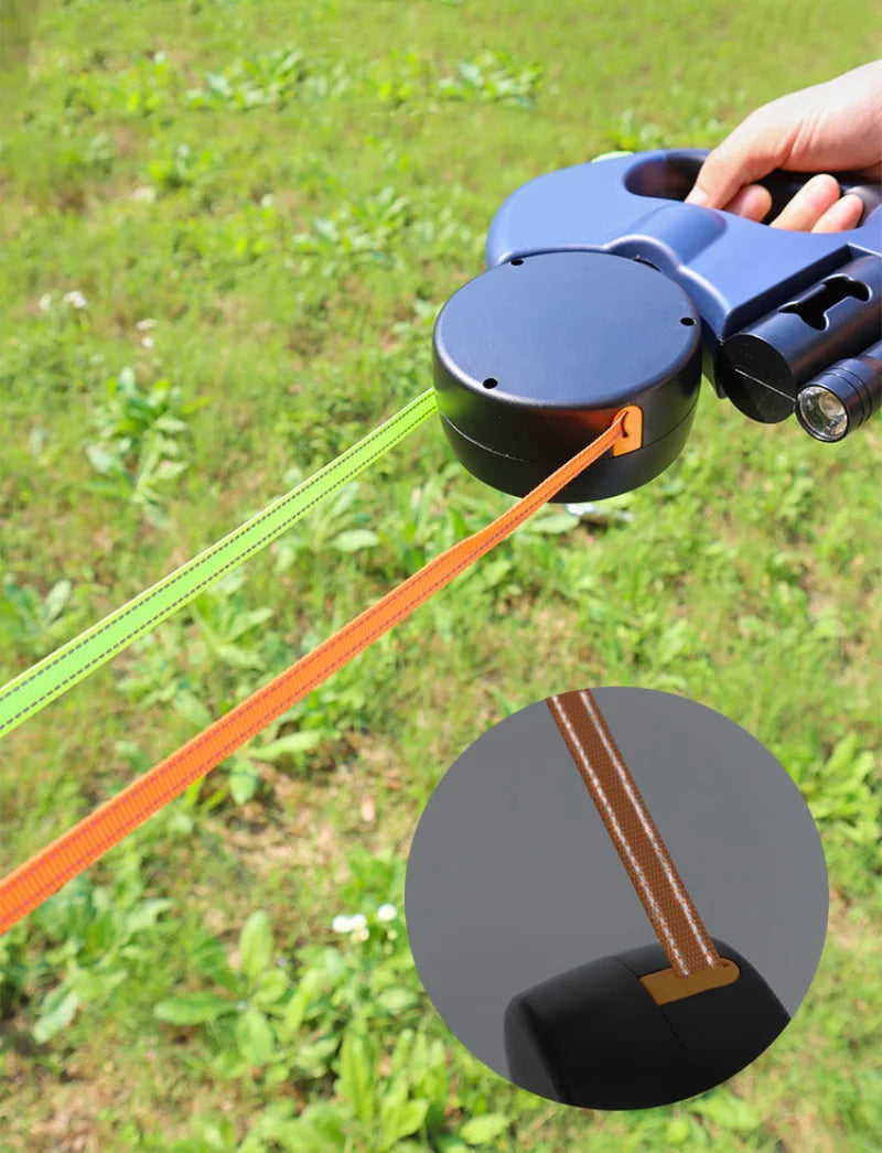 Dual Retractable Dog Leash with LED