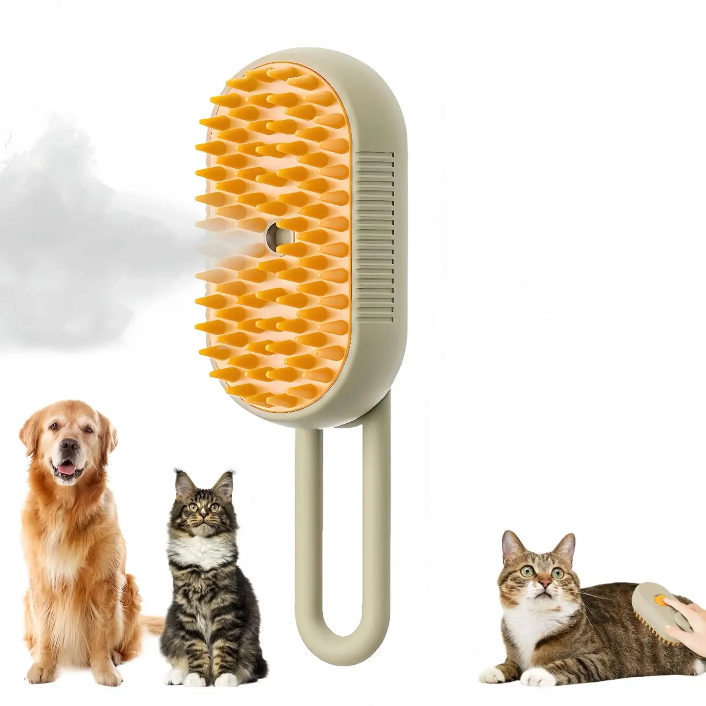 Pet grooming steam brush